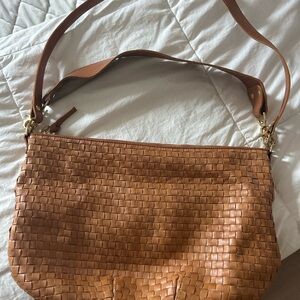 Clare V. Moyen Messenger Shoulder/Crossbody bag in Natural Woven check…EUC!
